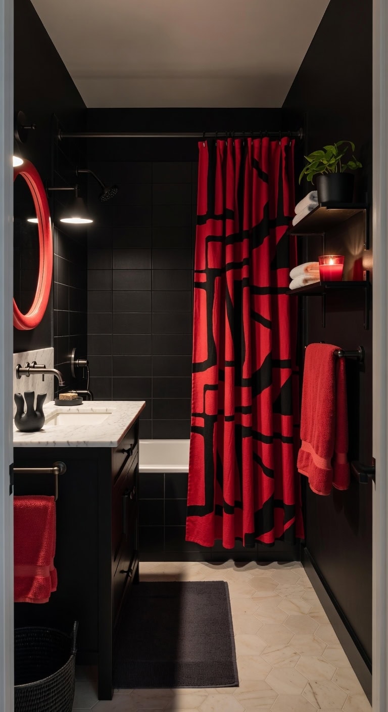 hand painted red black bathcraft