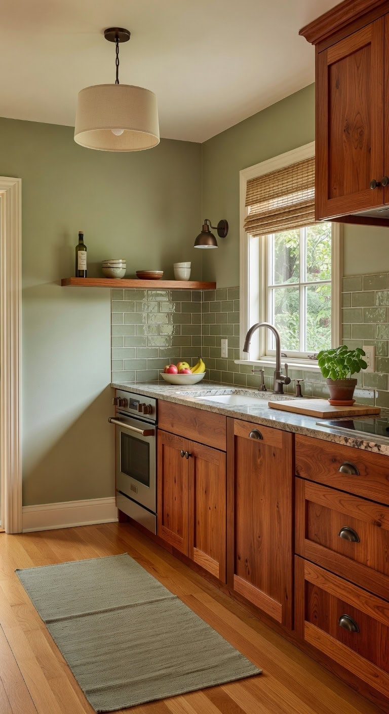 harmonious contrast with cherry cabinets