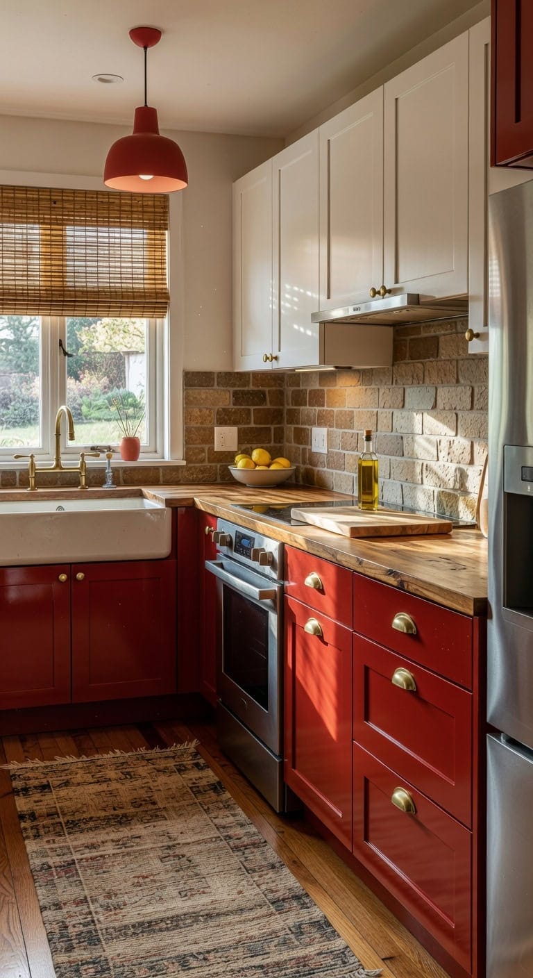 harmonious red kitchen cabinet choices
