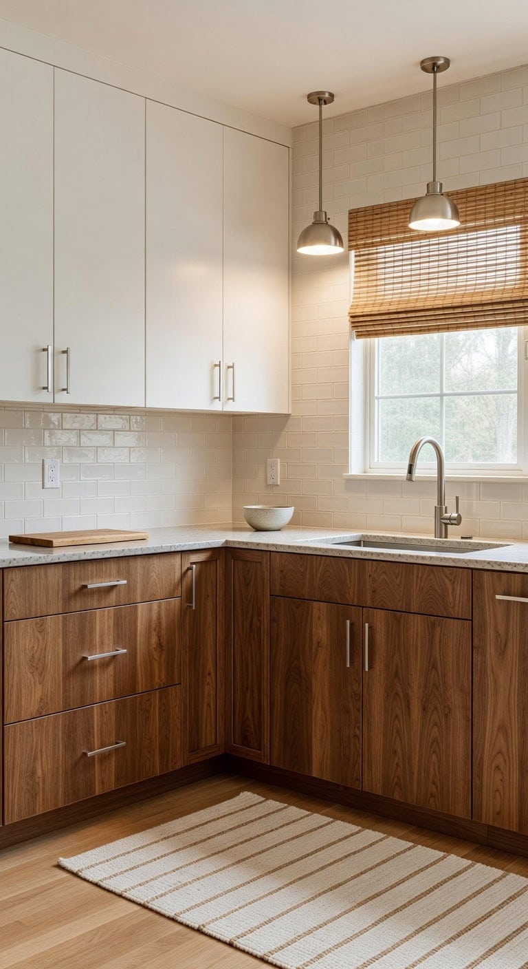 harmonious white and hickory kitchen design