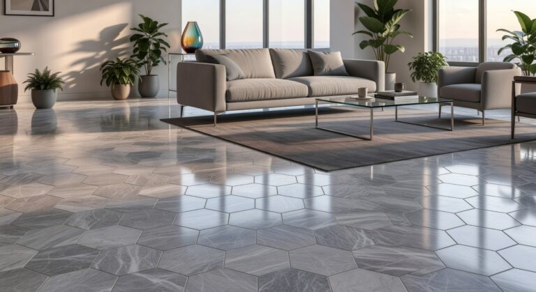 hexagonal marble floor tiles