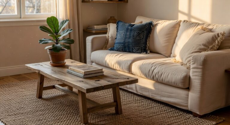 indigo mudcloth beige fringe pillows