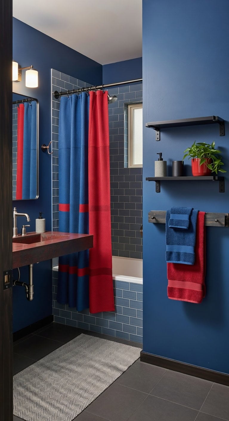 industrial blue and red