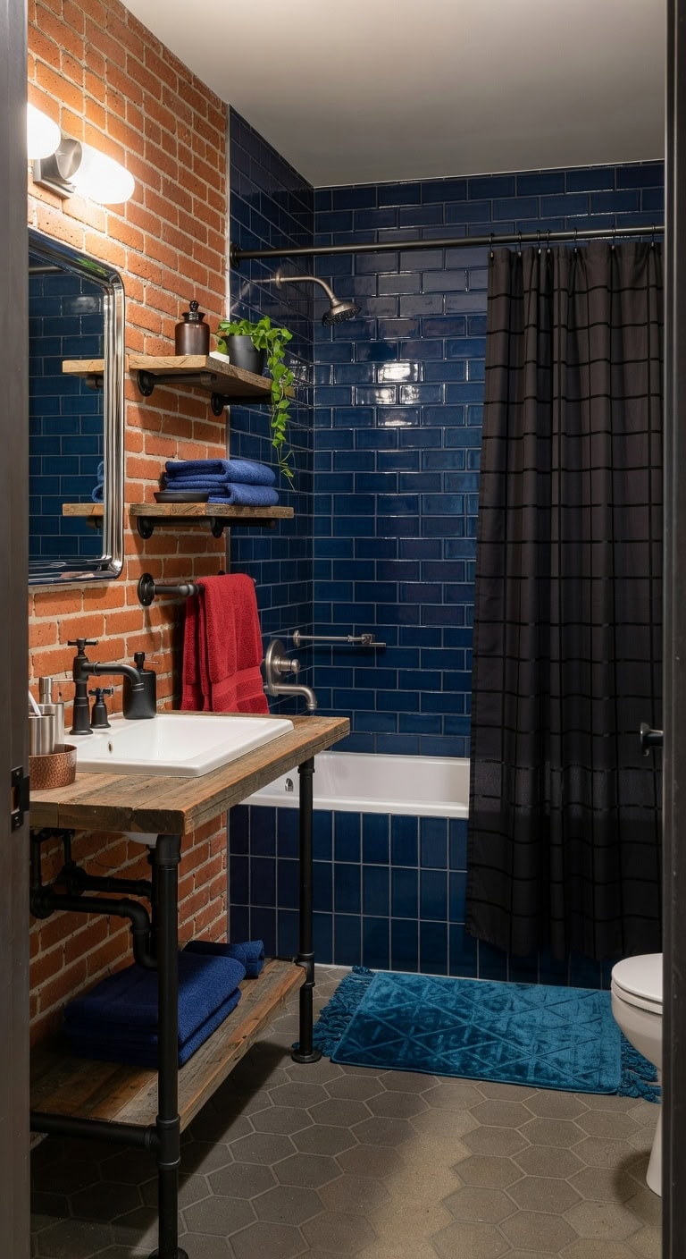 industrial blue red loft