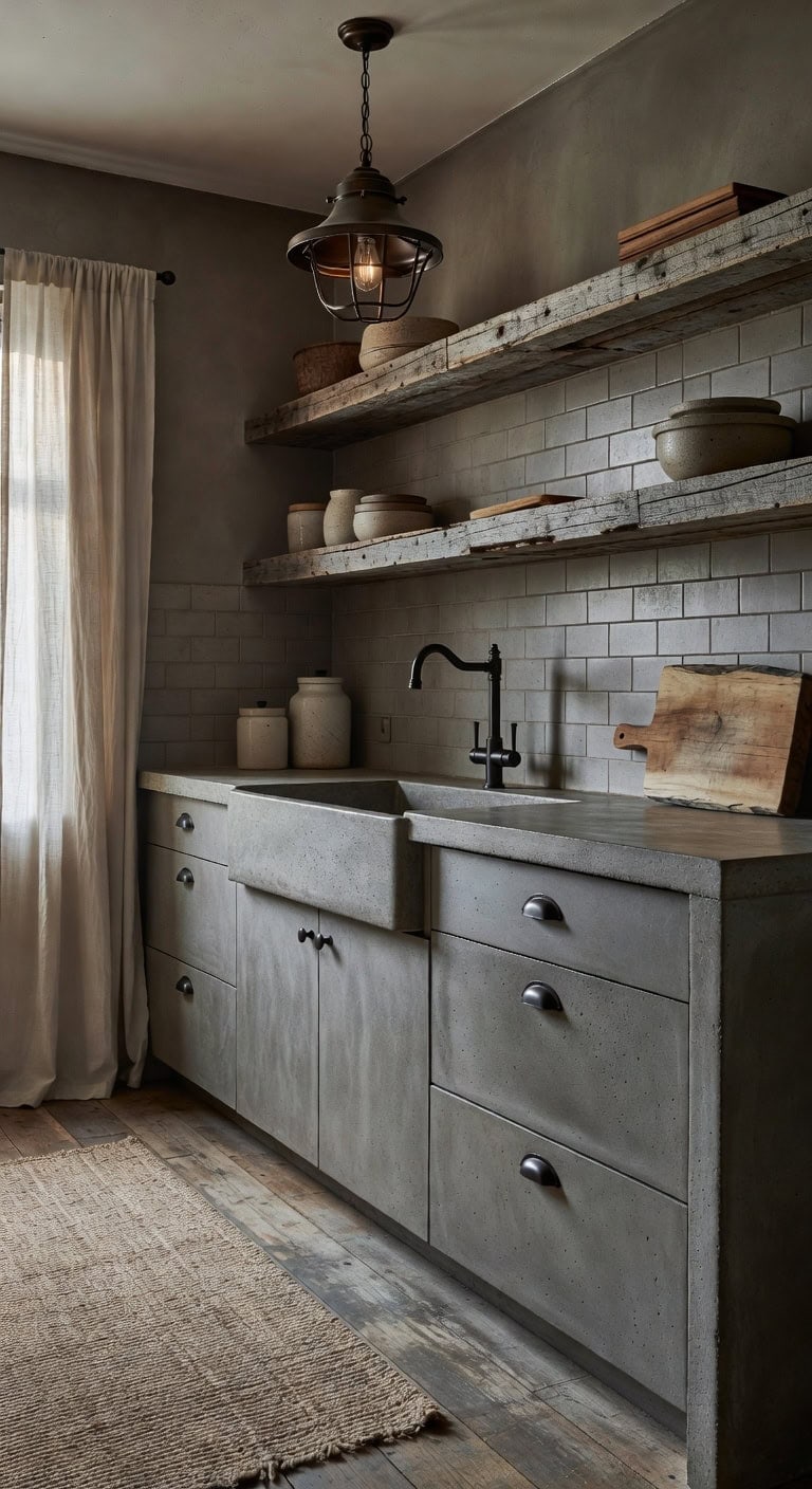 industrial chic concrete and wood