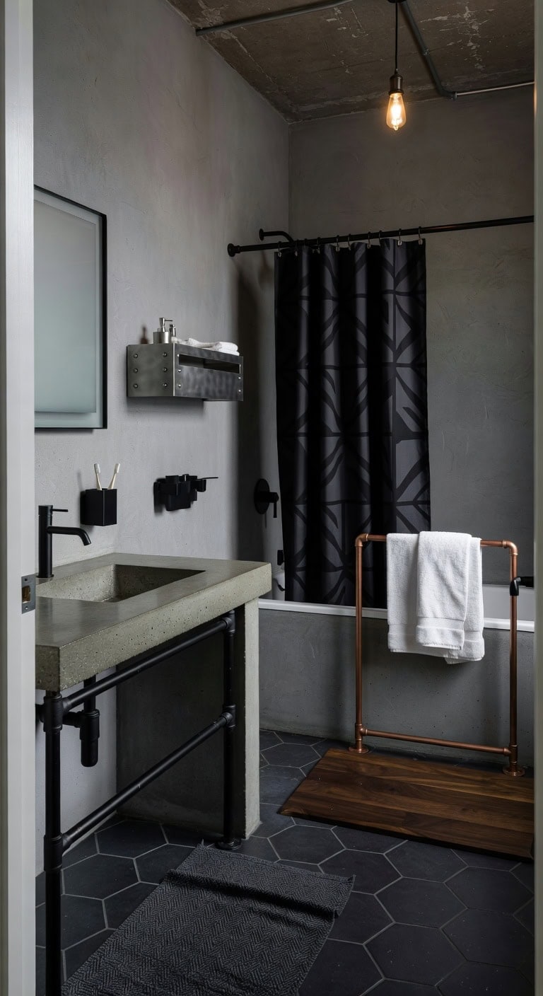 industrial concrete grey bathroom