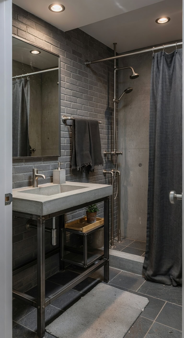 industrial dark grey loft bathroom
