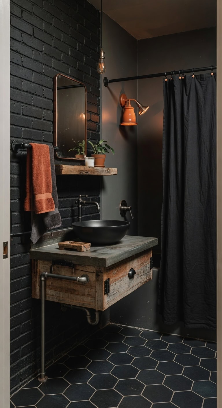 industrial farmhouse black brick