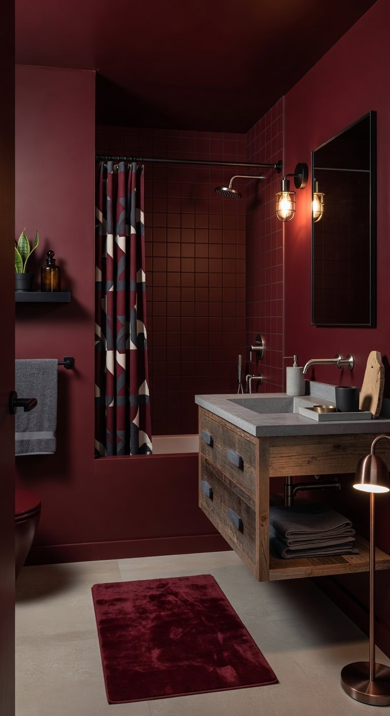 industrial geometric dark red sanctuary