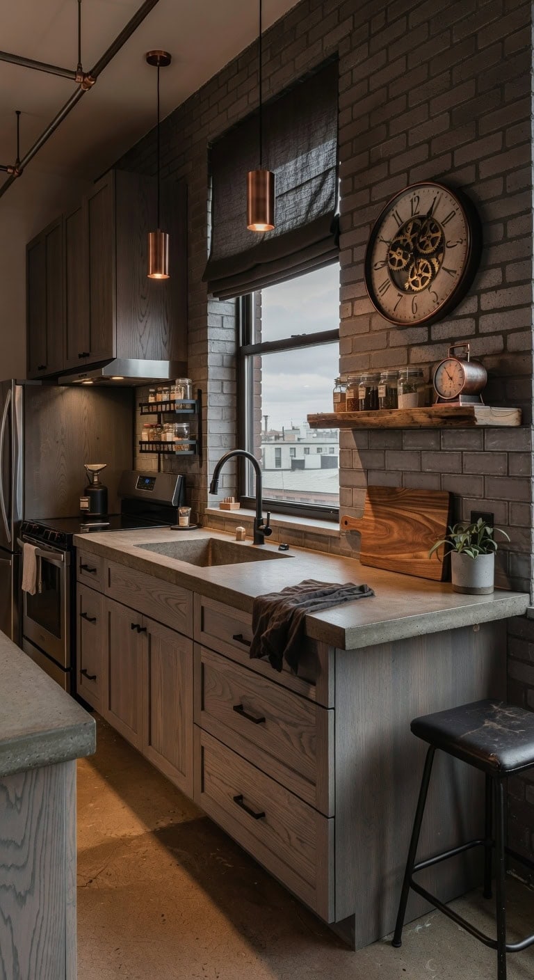 industrial warm hickory loft