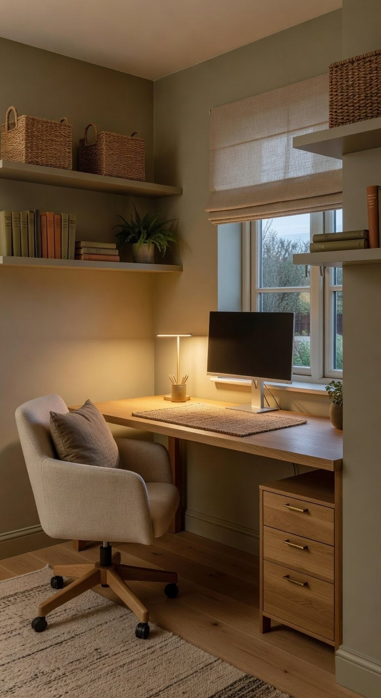 intentional calming home office lighting