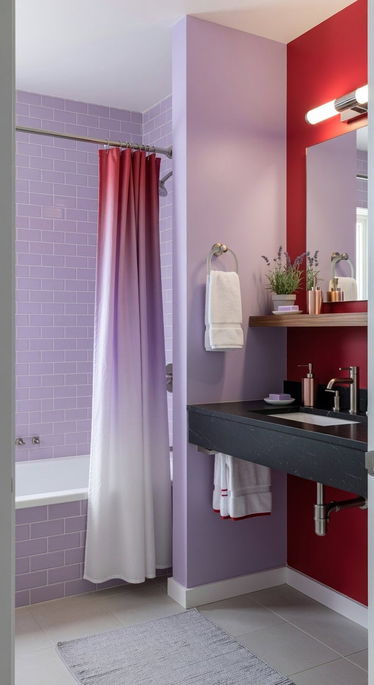 lavender ombre with crimson