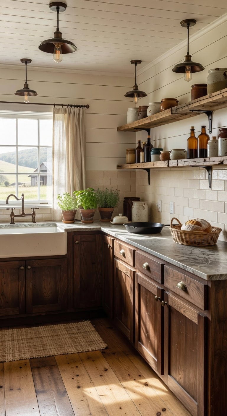layered farmhouse kitchen sophistication
