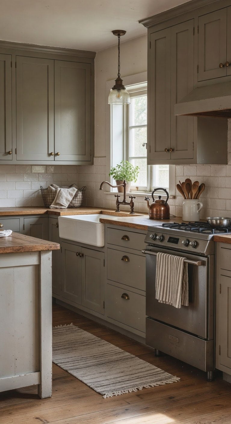 layered farmhouse texture on cabinets