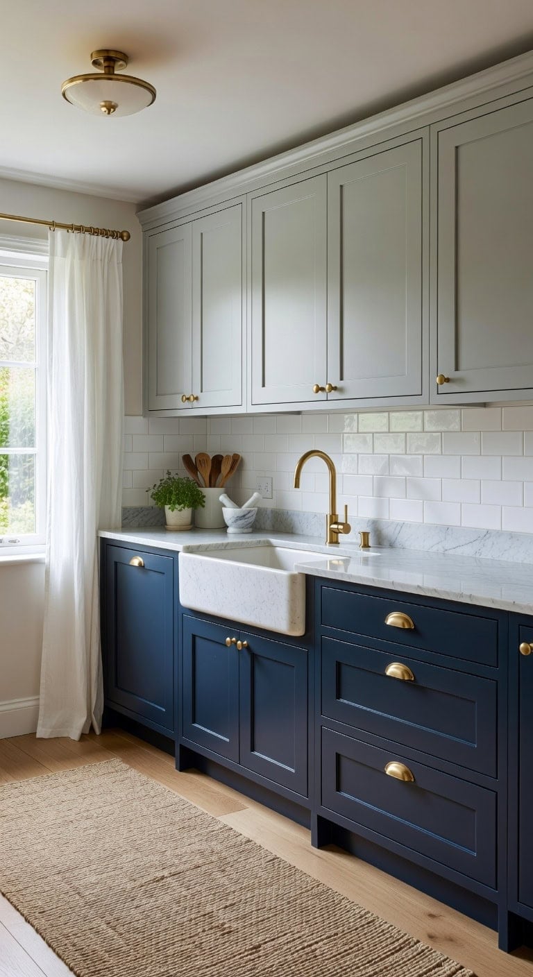 layered intentional two tone kitchen transformation