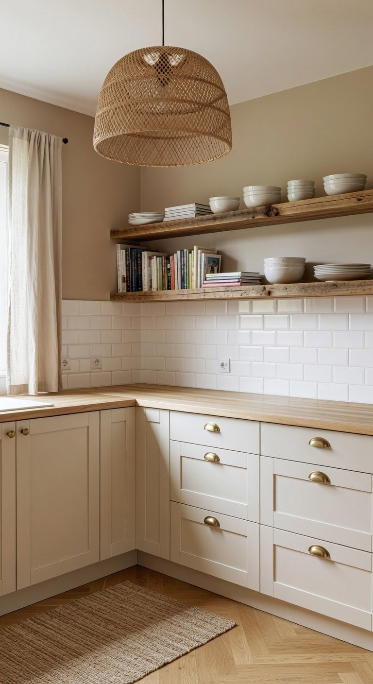 layered warmth with light cabinets