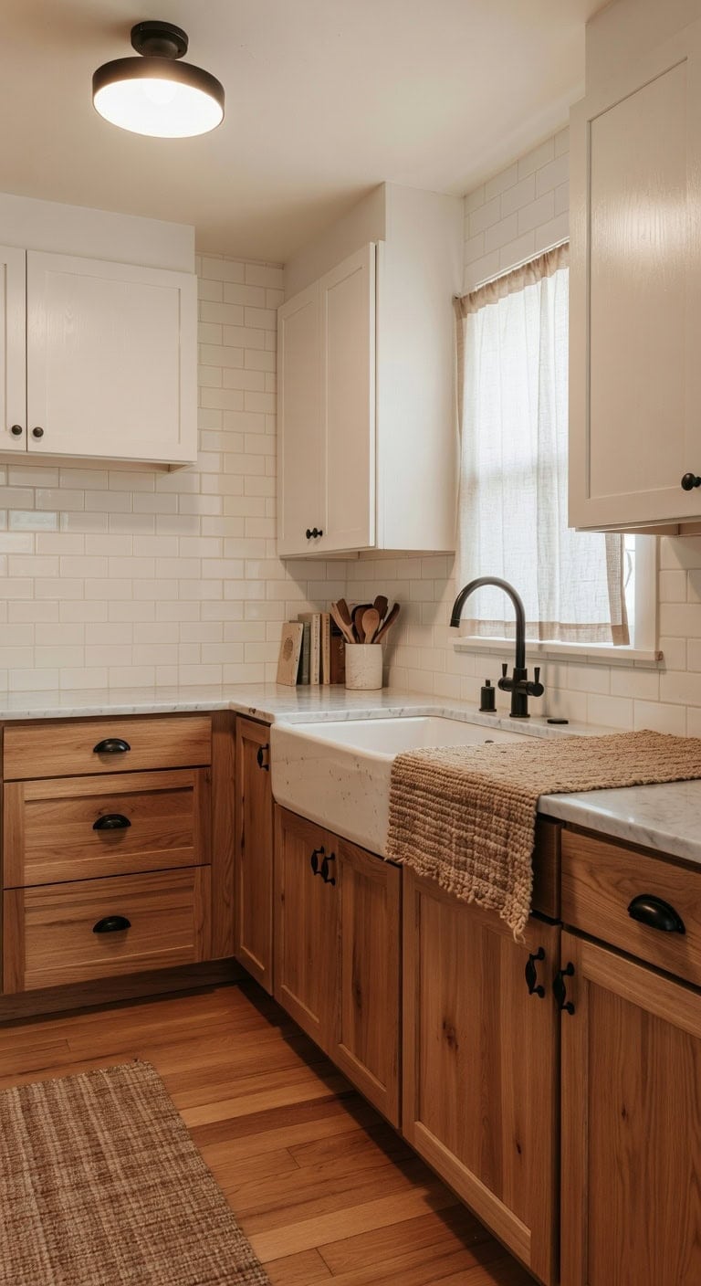 layered wood and painted finishes