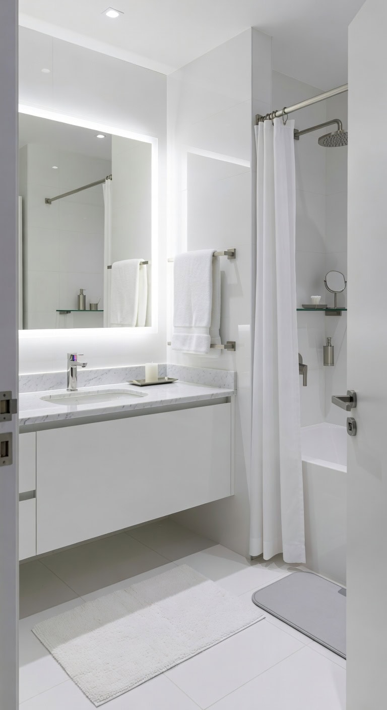 led backlit chrome tech bathroom