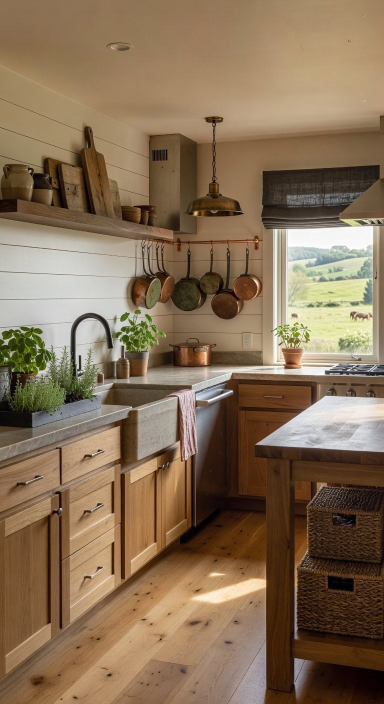 light oak farmhouse kitchen