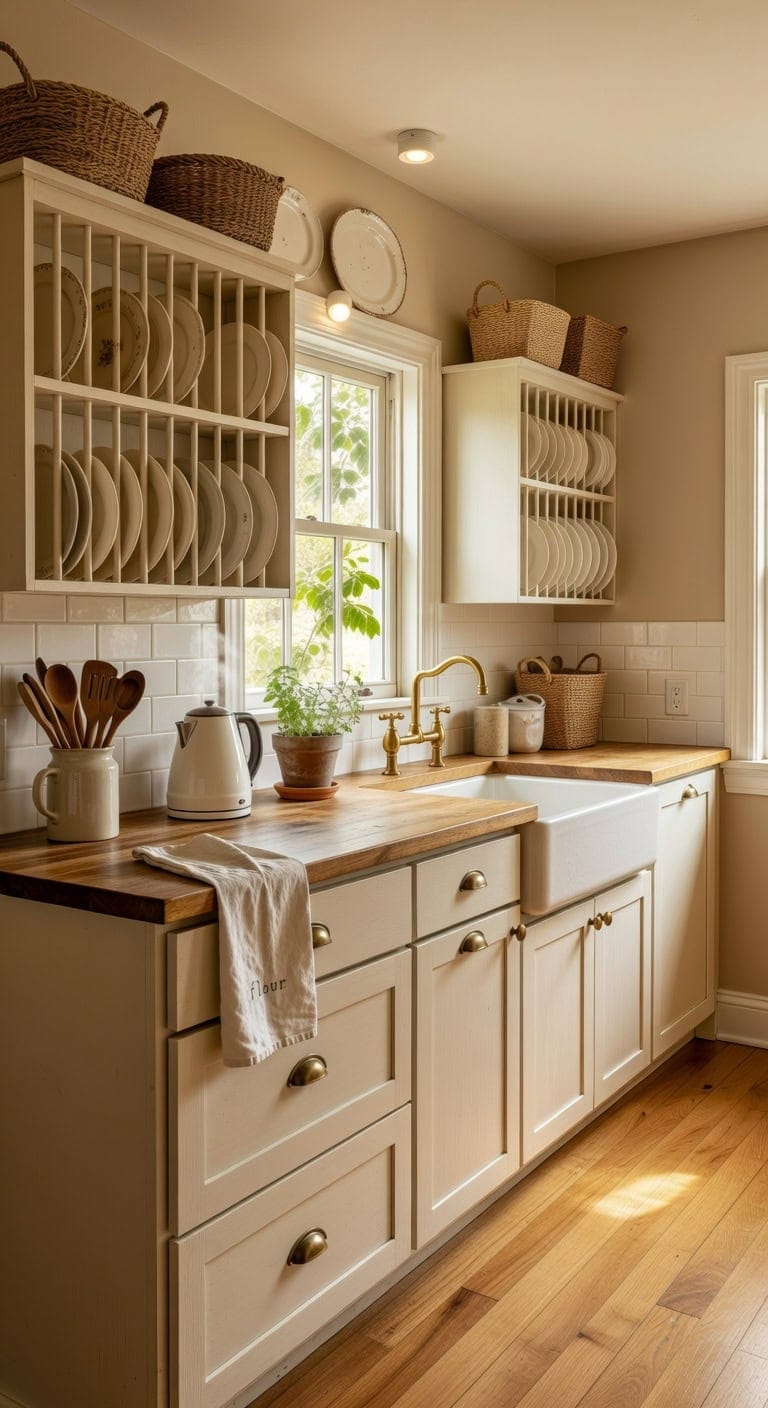 lived in collected kitchen dishware display