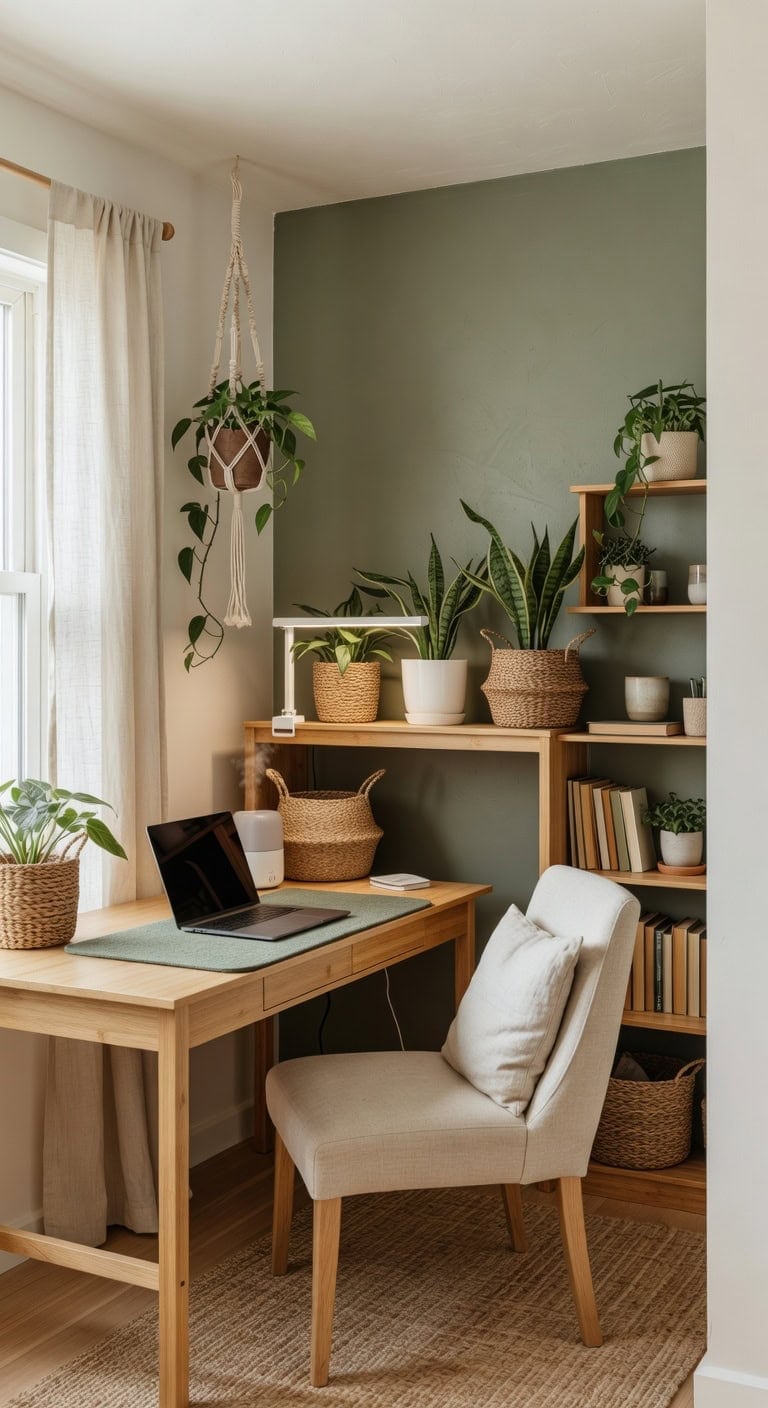low maintenance purifying calming workspace