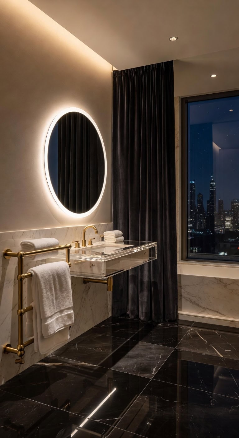 luxurious dark textured bathrooms