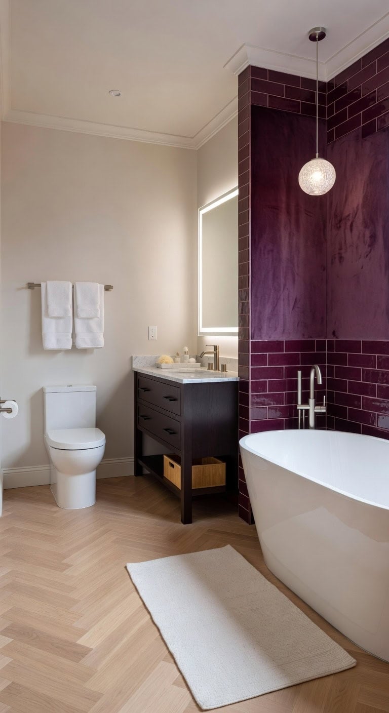 luxurious plum tile bathroom transformation