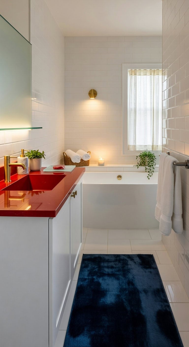luxurious red countertop spa retreat