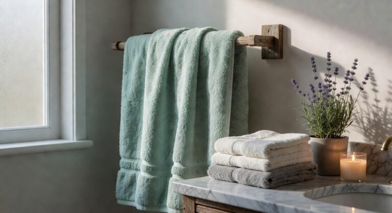 luxurious seafoam green plush bath towels