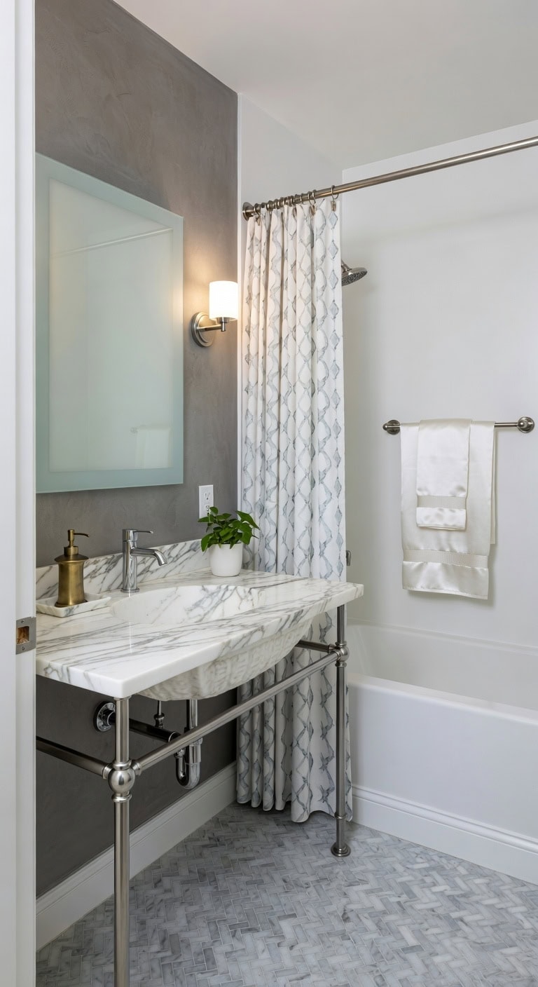 marble basin with silk towels