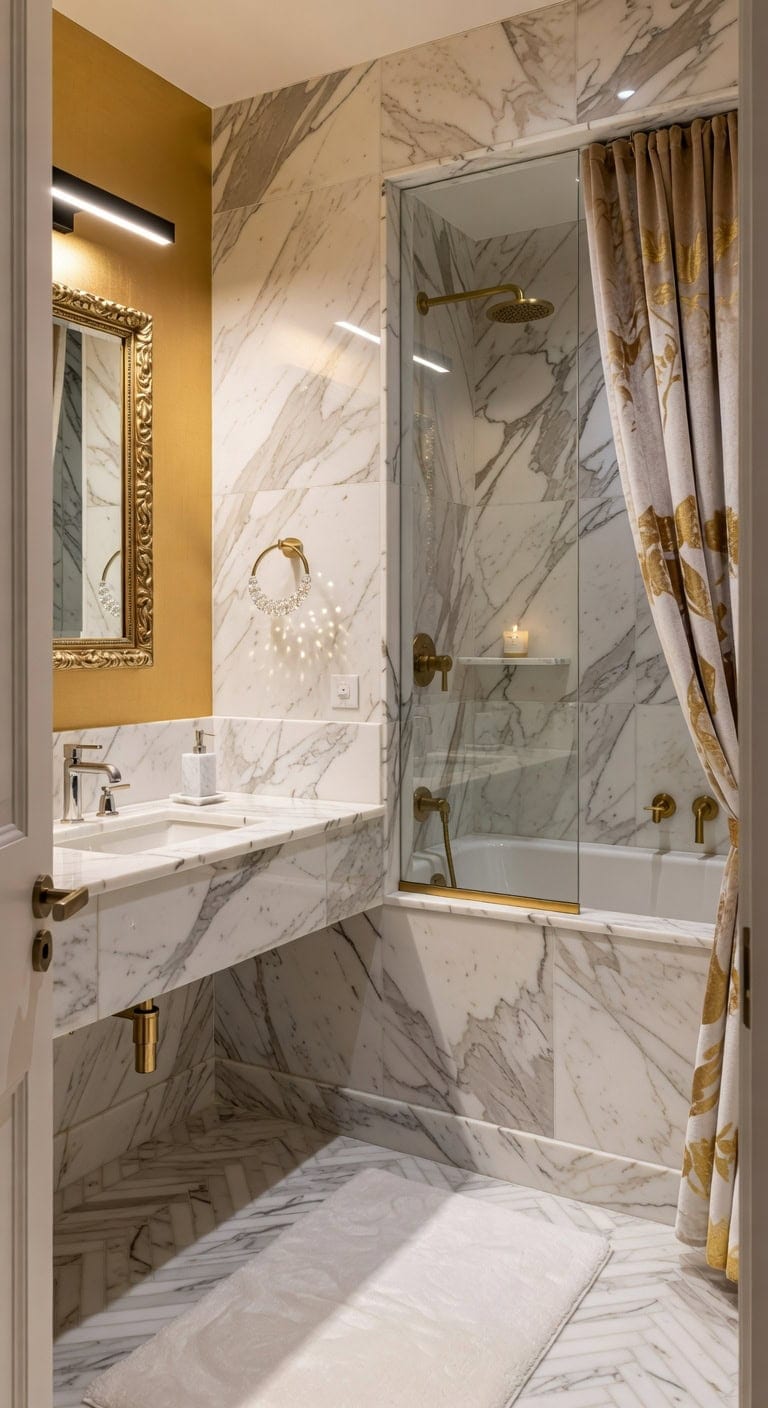 marble gold leaf crystal accents