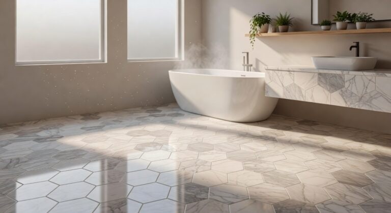 marble hexagon bathroom floor tiles