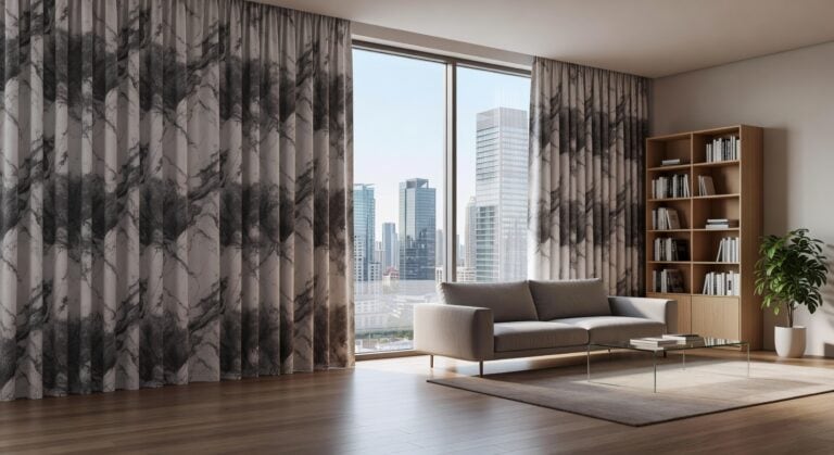 marble printed blackout curtain panels