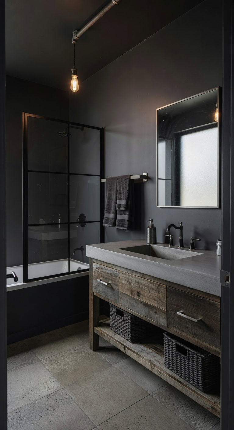matte black industrial concrete luxe