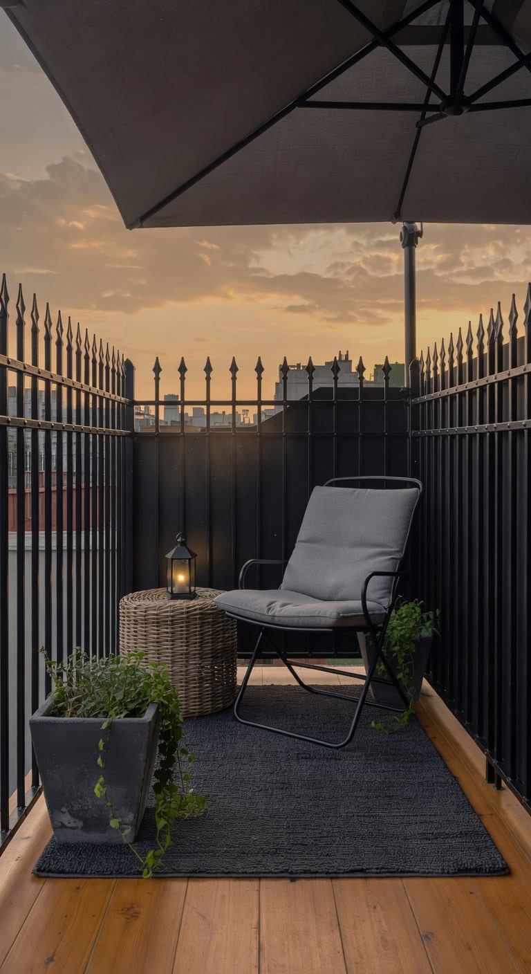 matte black spiked balcony