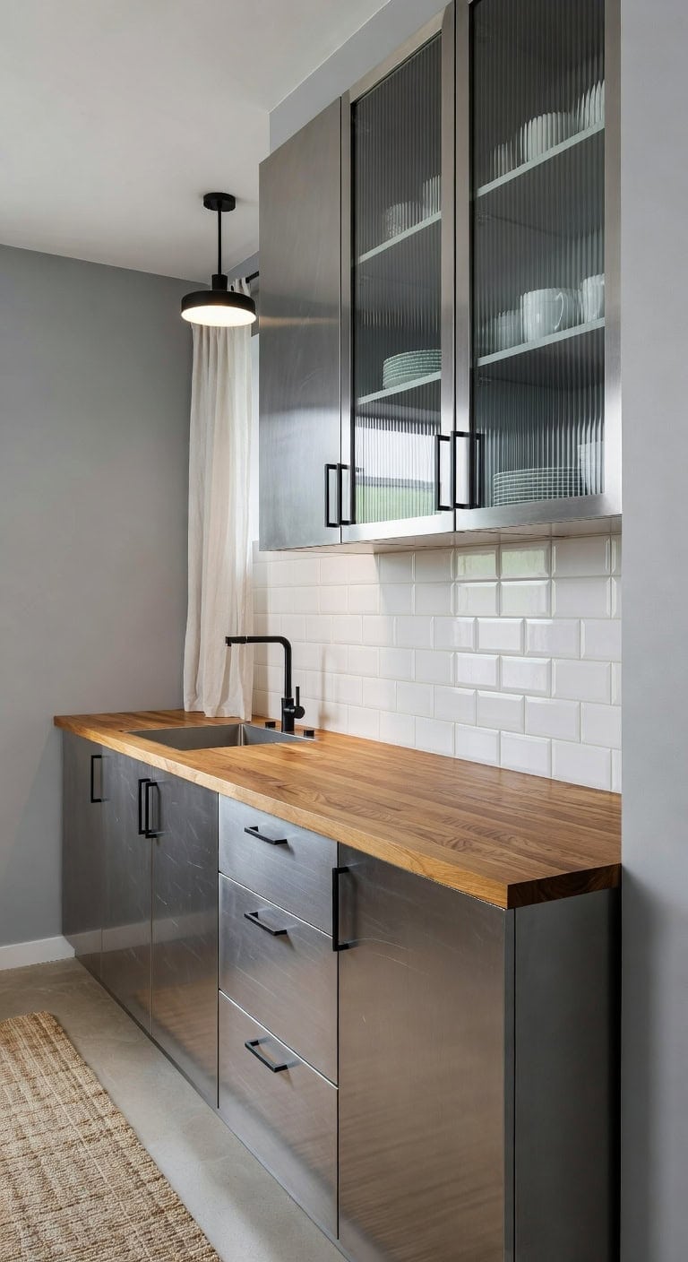 metal glass kitchen cabinets