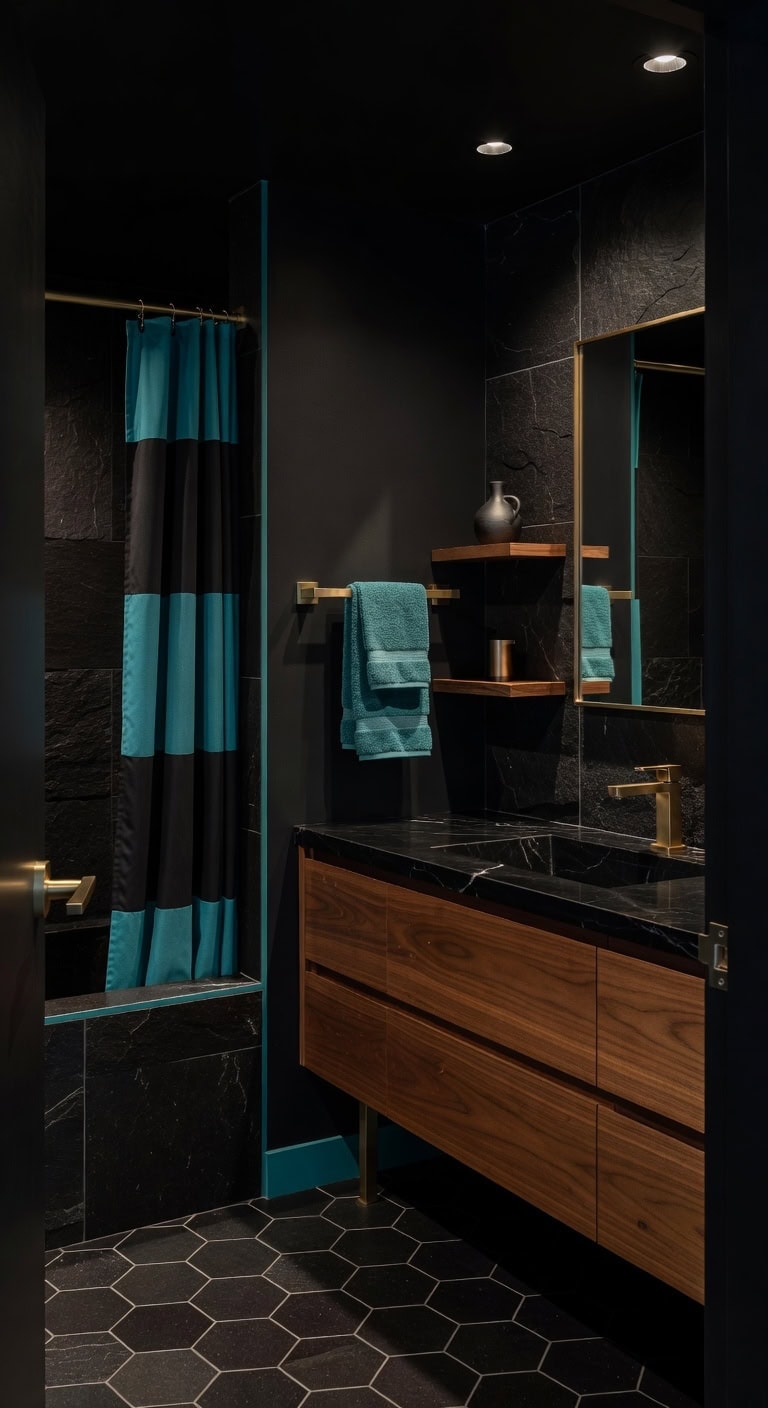 mid century black onyx elegance