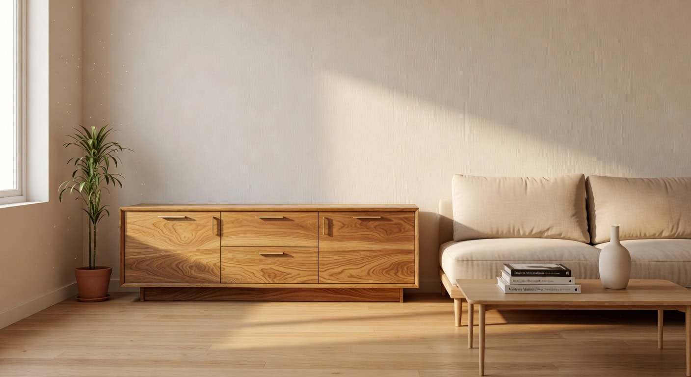 mid century wood media consoles