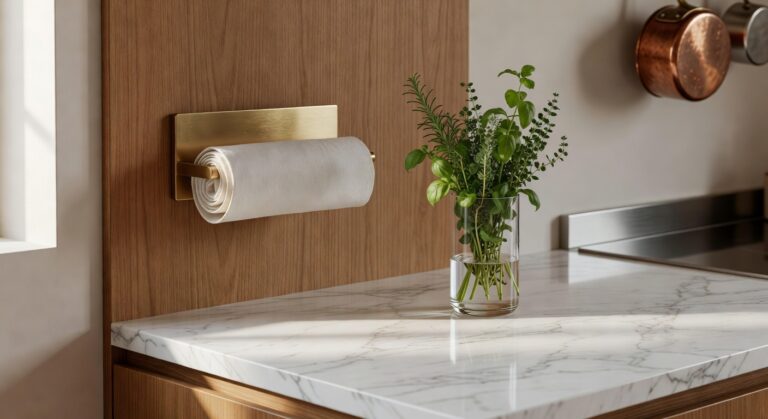 minimalist brass paper towel holders