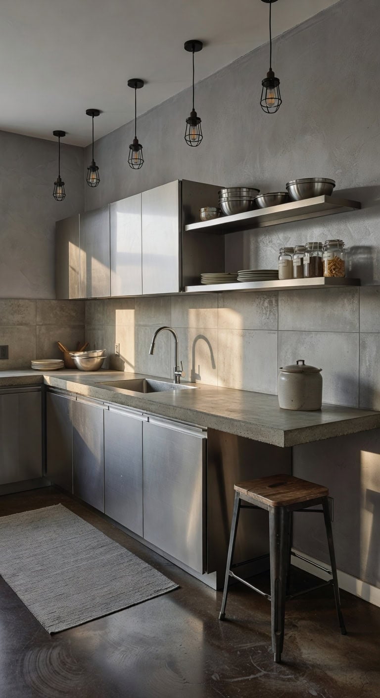 minimalist industrial kitchen design aesthetic