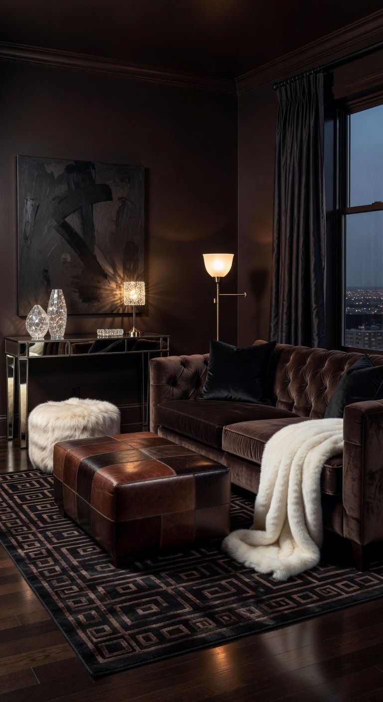 mirrored glam with cozy textures