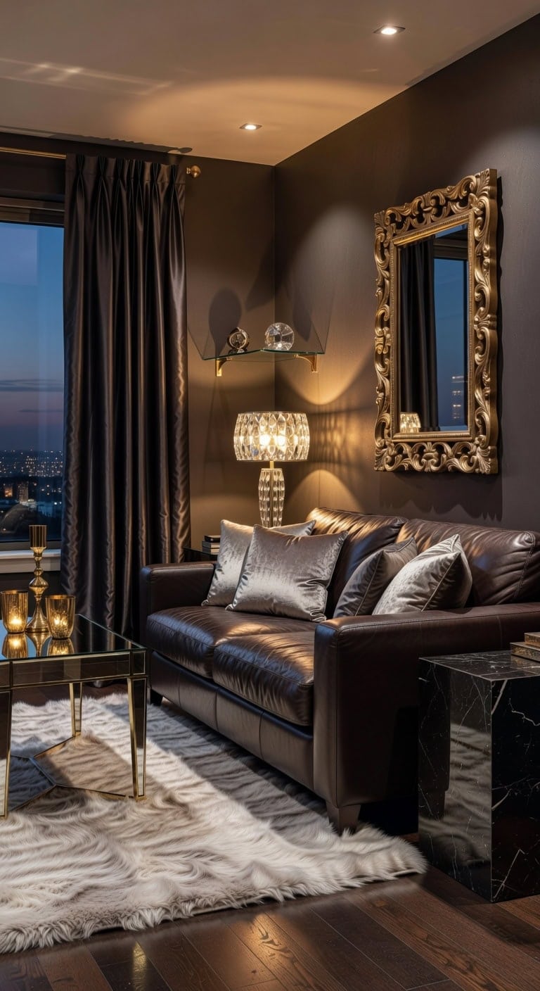 mirrored velvet metallic glam retreat