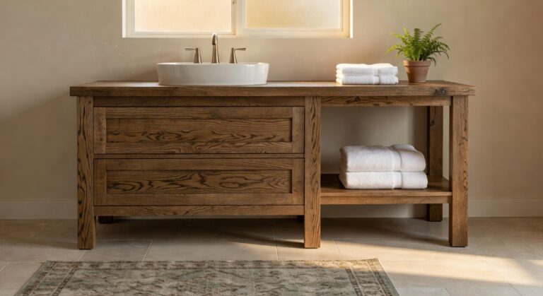 mission style oak bathroom vanities
