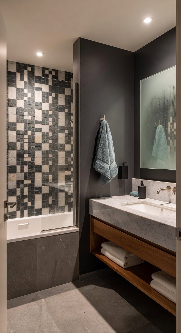 mixed stone minimalist modern bath