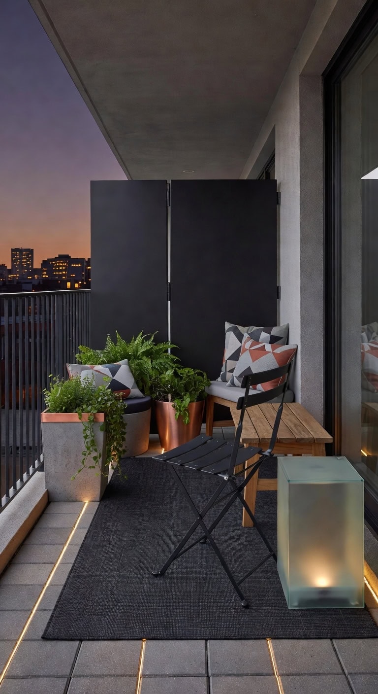 modern amber lit concrete retreat