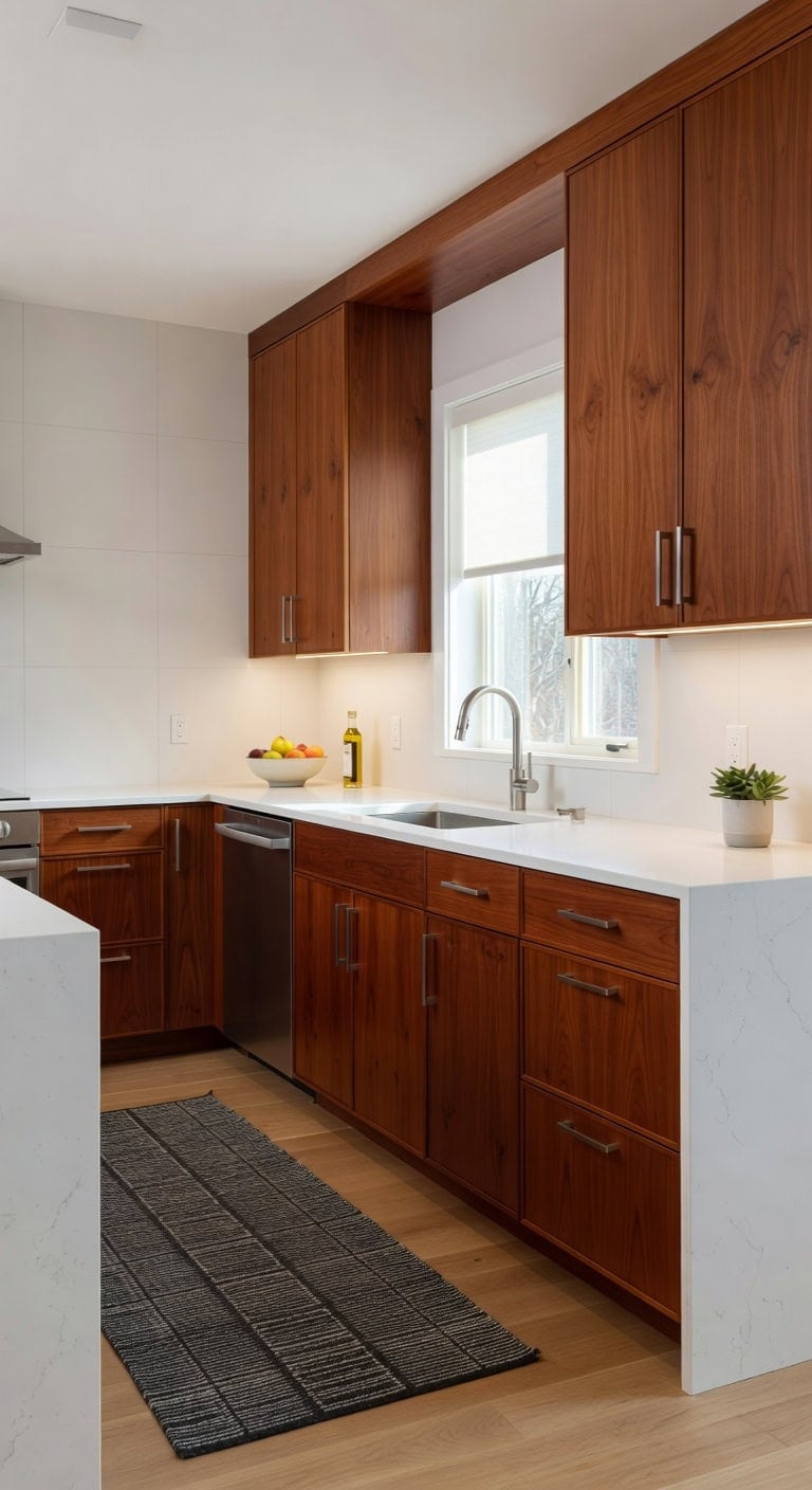 modern cherry slab door cabinets