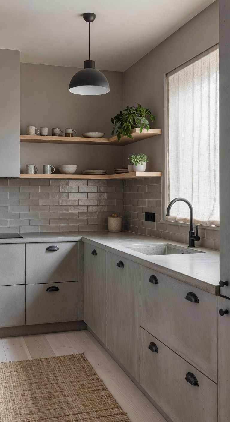 modern concrete and oak blend