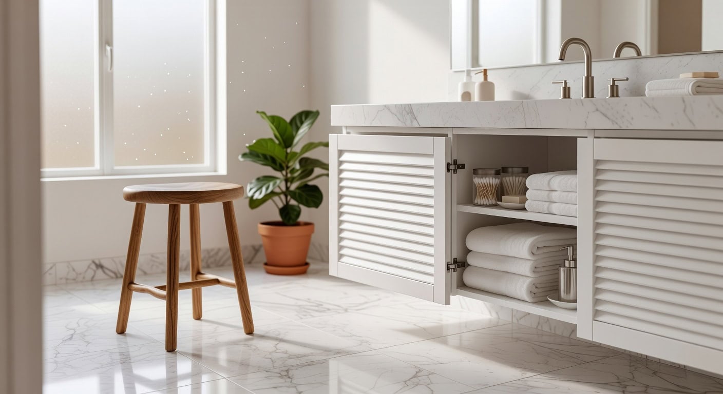 moisture resistant anti tip adjustable well ventilated bathroom storage