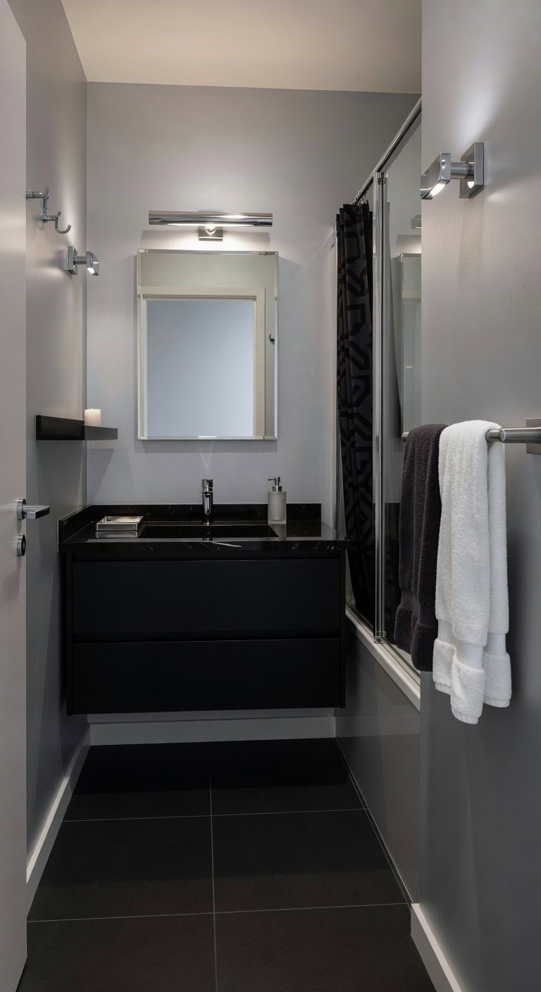 monochrome bathroom chic details