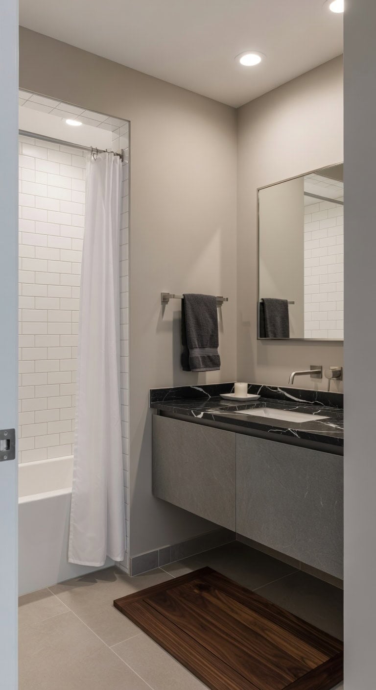 monochrome bathroom with marble